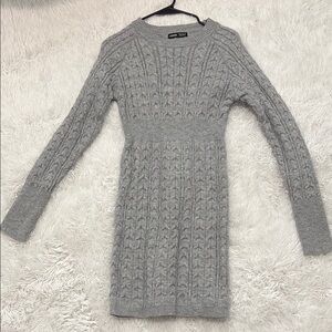 SHEIN Gray Raglan Sleeve Sweater Dress